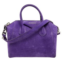 Used Givenchy Purple Suede Small Antigona Satchel
