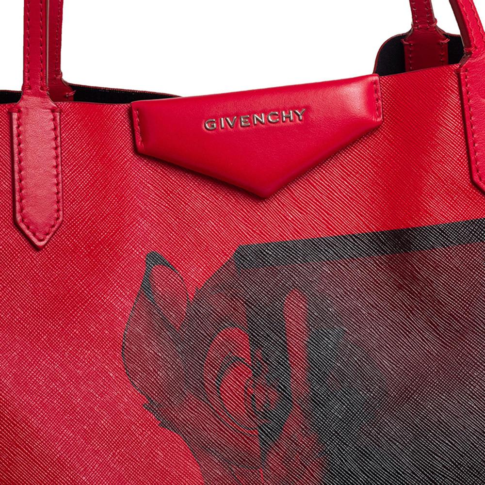 Givenchy Red Bambi Print Coated Canvas and Leather Antigona Shopper Tote 5