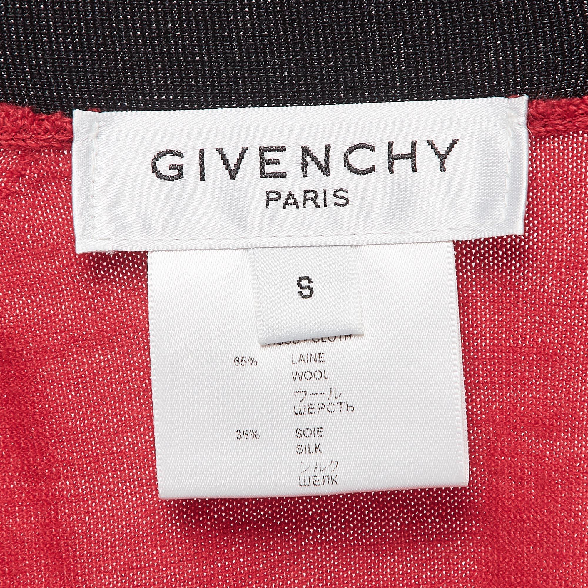 Givenchy - Sweatshirt en jersey rouge/noir à motifs colorés - S Excellent état - En vente à Dubai, Al Qouz 2