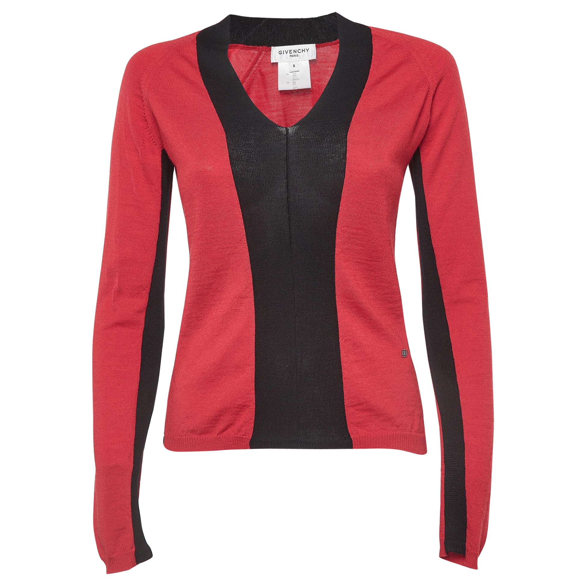 Givenchy - Sweatshirt en jersey rouge/noir à motifs colorés - S
