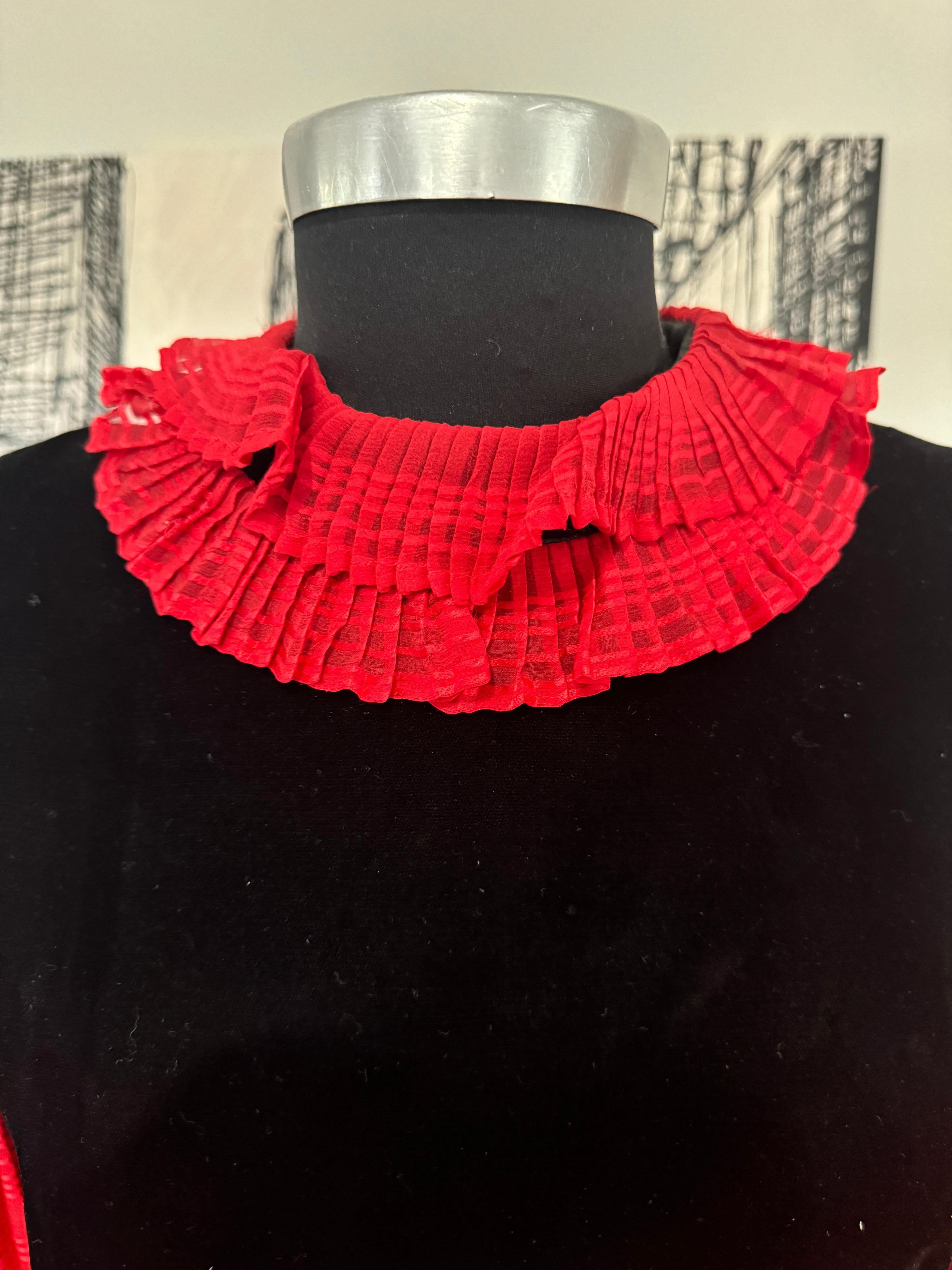Givenchy Red & Black Ruffled Tiered Gown 1970s For Sale 6