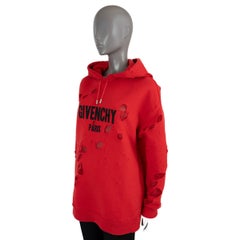 GIVENCHY red cotton 2017 DISTRESSED Hoodie Sweater M