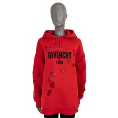 GIVENCHY Pullover mit Kapuze aus roter Baumwolle 2017 DISTRESSED M