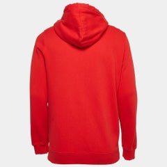 Givenchy Red Cotton Knit Hooded Sweatshirt XS