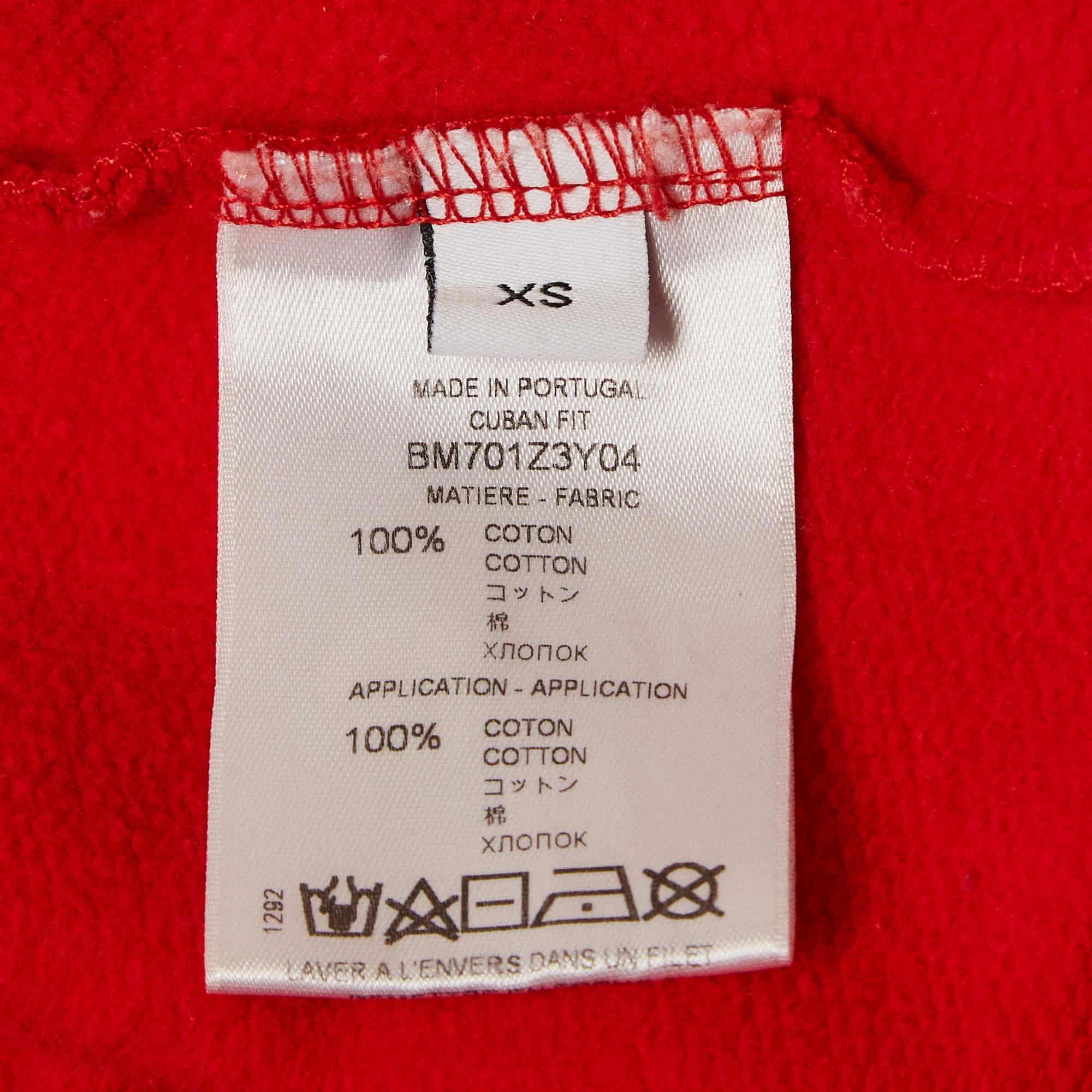 Givenchy Red Cotton Knit Hooded Sweatshirt XS For Sale 2