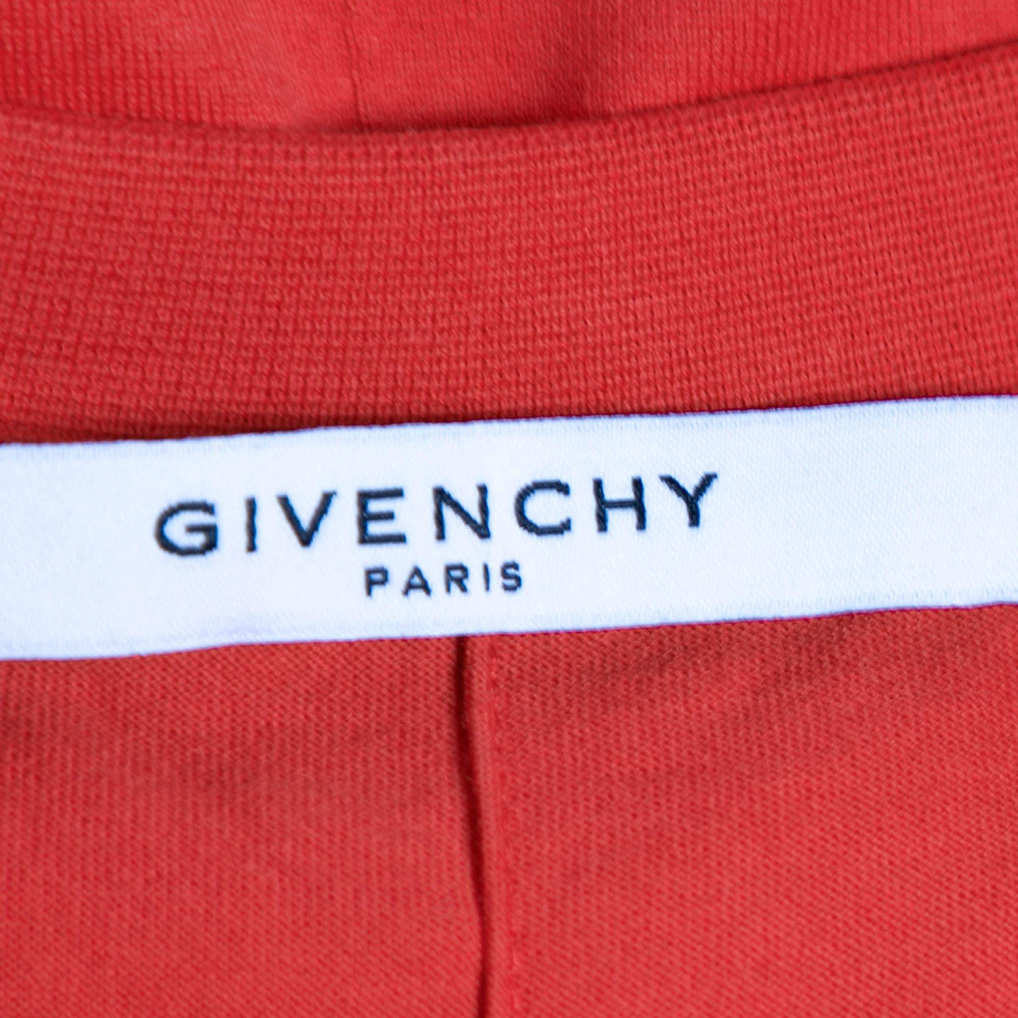 Givenchy Red Cotton Star Appliqued Short Sleeve T-Shirt S For Sale 1