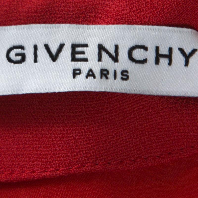 Givenchy Red Crepe Padded Shoulder Shift Dress S 2