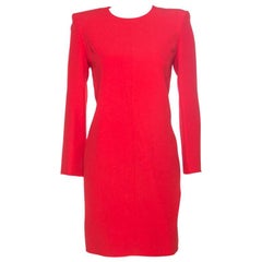 Givenchy Red Crepe Padded Shoulder Shift Dress S