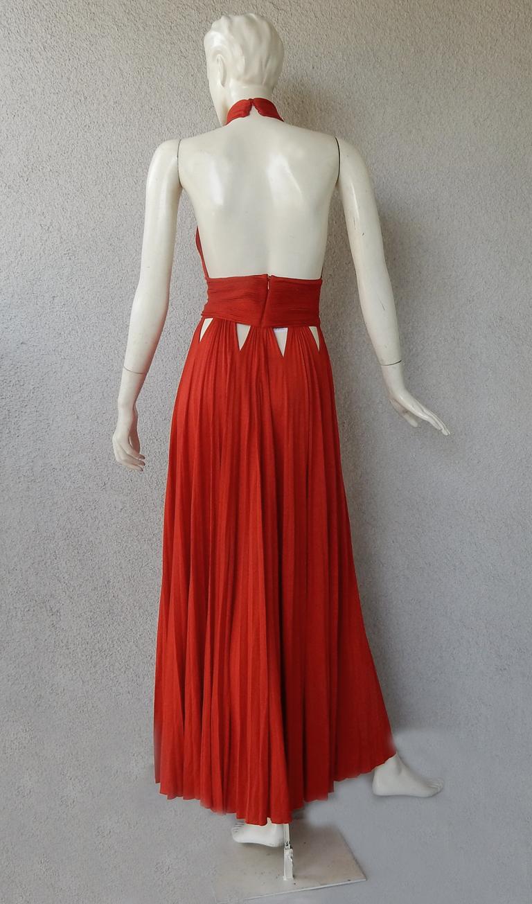 Women's Givenchy Red Cut-out Plisse Jersey Maxi Dress Gown  NWT For Sale