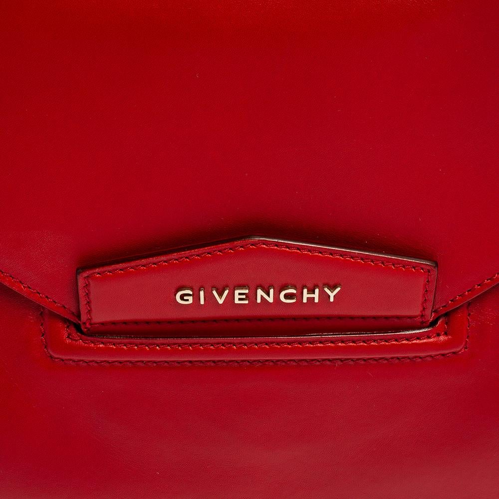 Givenchy Red Leather Antigona Envelope Clutch 6