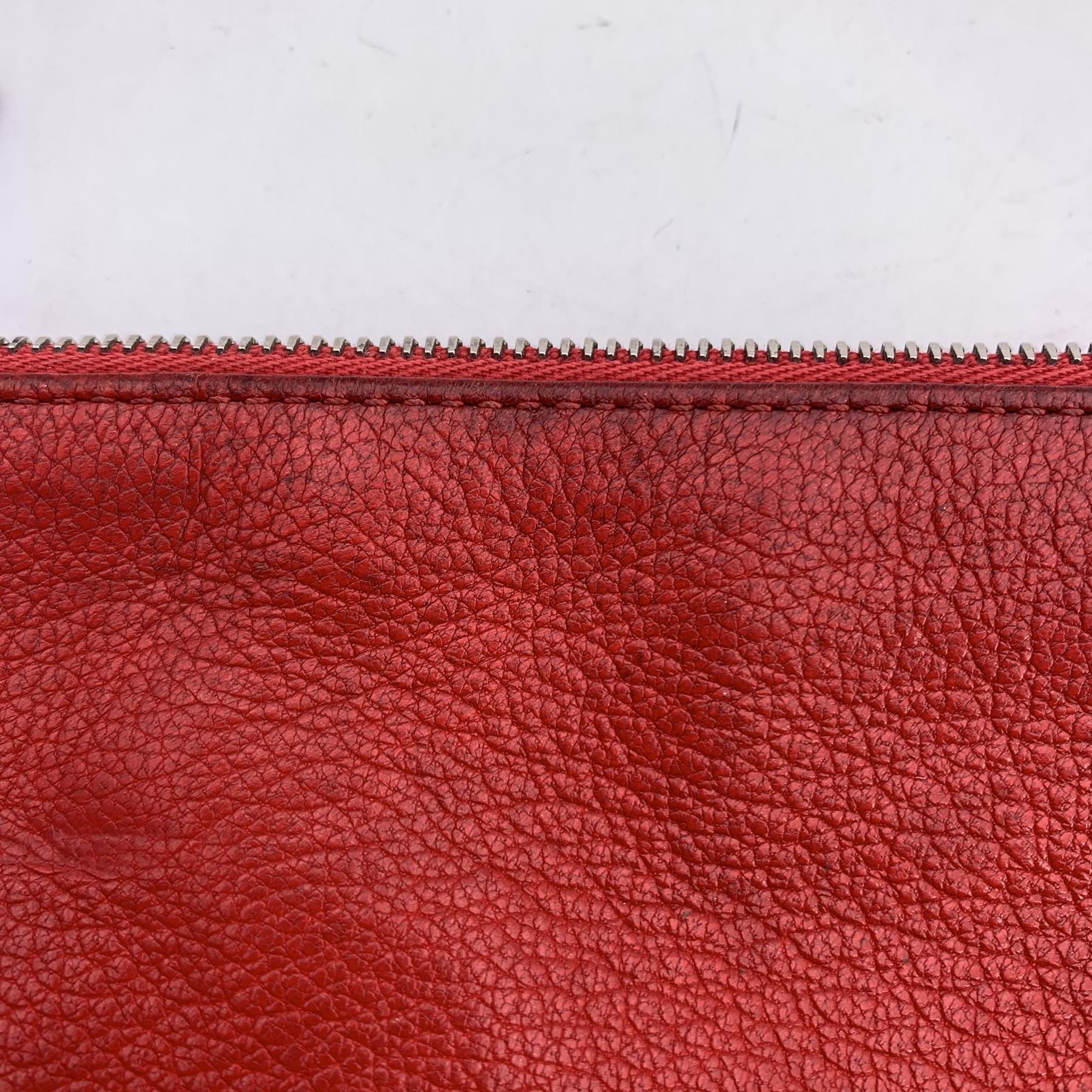 Givenchy Red Leather Antigona Zip Clutch Pouch Purse For Sale 2