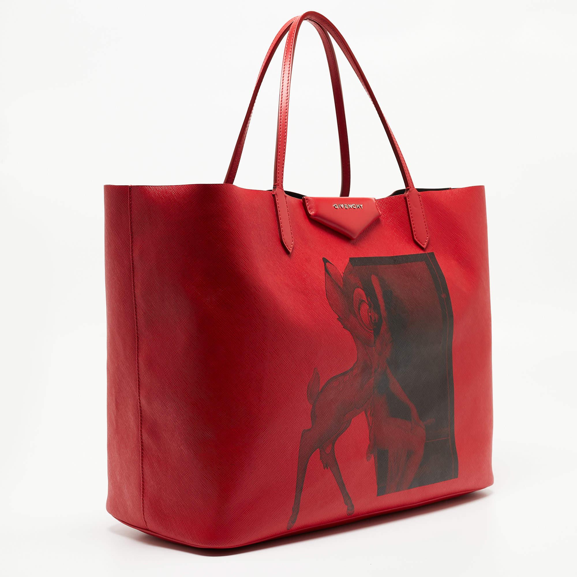 Women's Givenchy Red Leather Large Bambi Antigona Shopper Tote For Sale