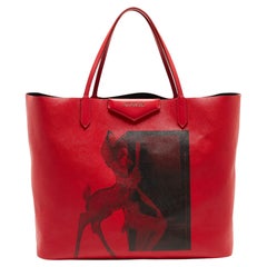 Givenchy Red Leather Large Bambi Antigona Shopper Tote