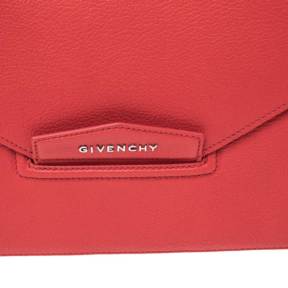 Givenchy Red Leather Medium Antigona Envelope Clutch 3