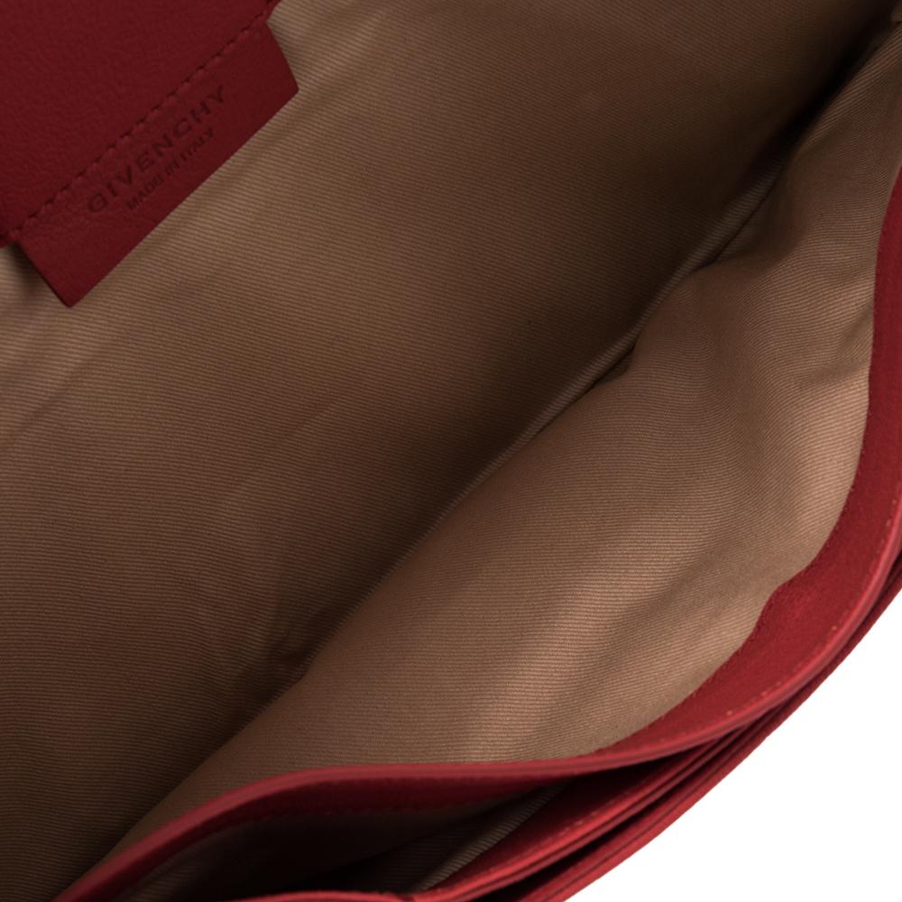 Givenchy Red Leather Medium Antigona Envelope Clutch 4