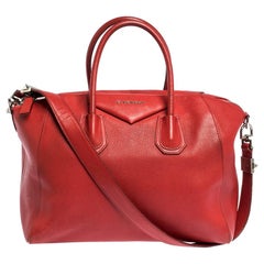 Used Givenchy Red Leather Medium Antigona Satchel