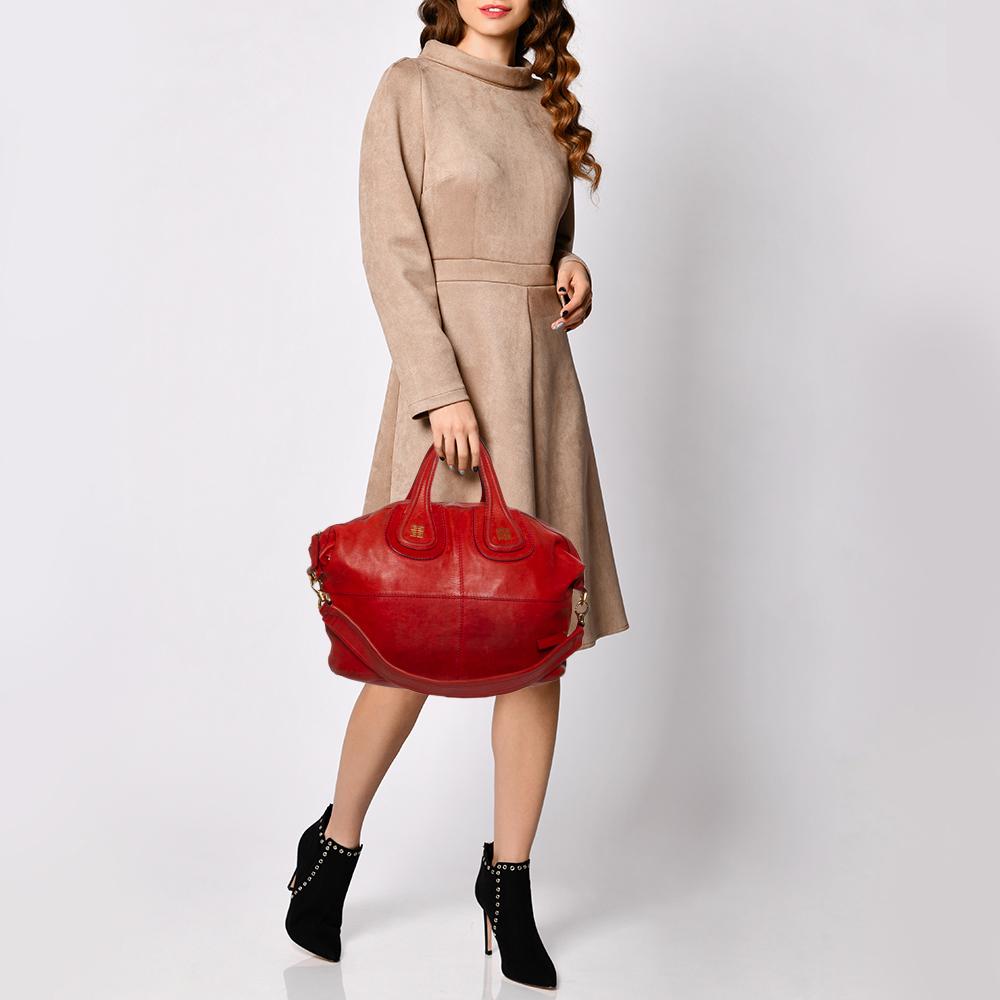 Givenchy Red Leather Medium Nightingale Satchel In Fair Condition In Dubai, Al Qouz 2