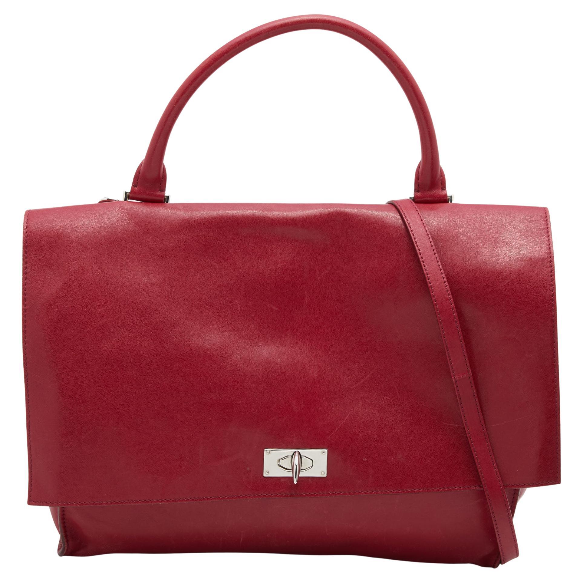 Givenchy Red Leather Shark Tooth Top Handle Bag