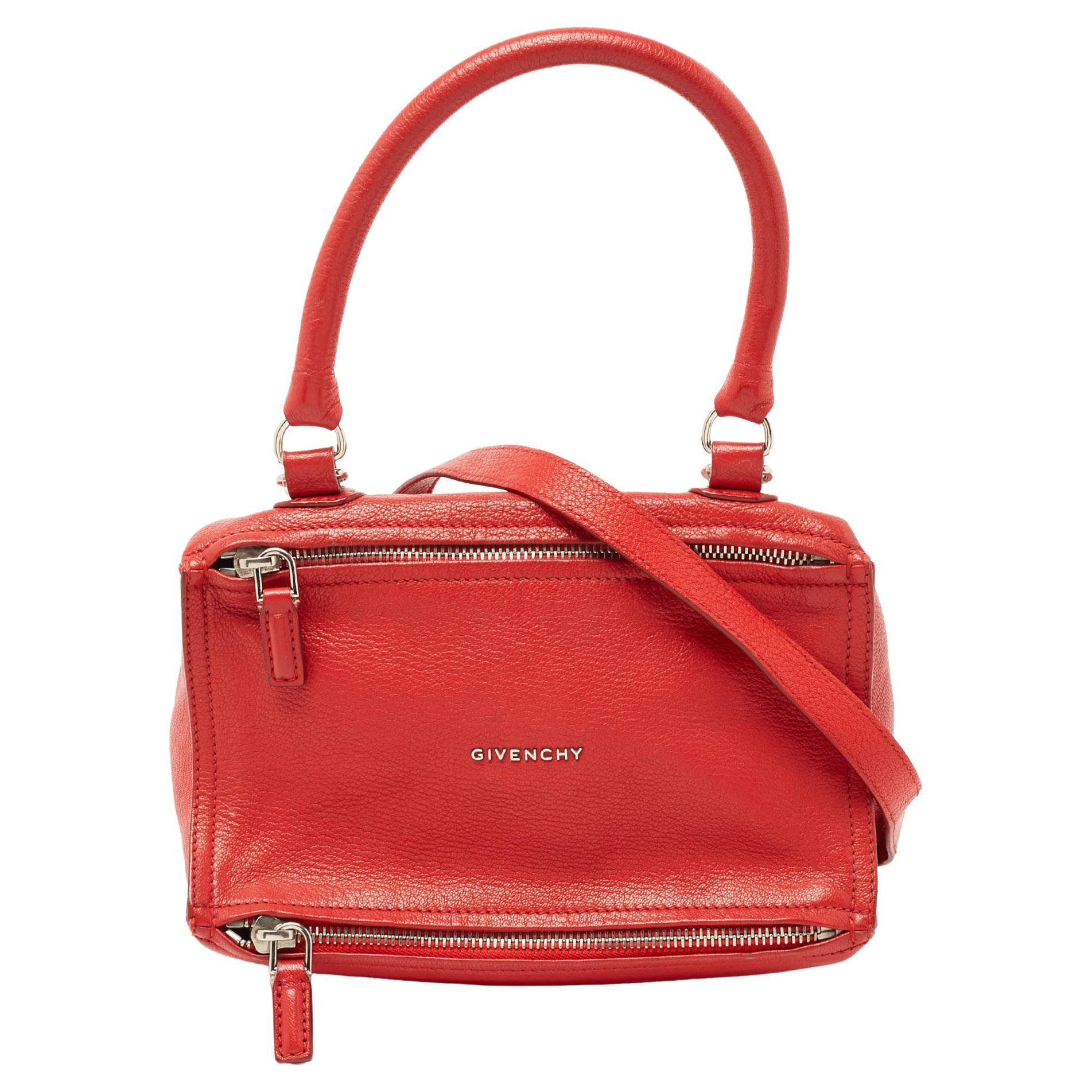 Givenchy Red Leather Small Pandora Messenger Bag