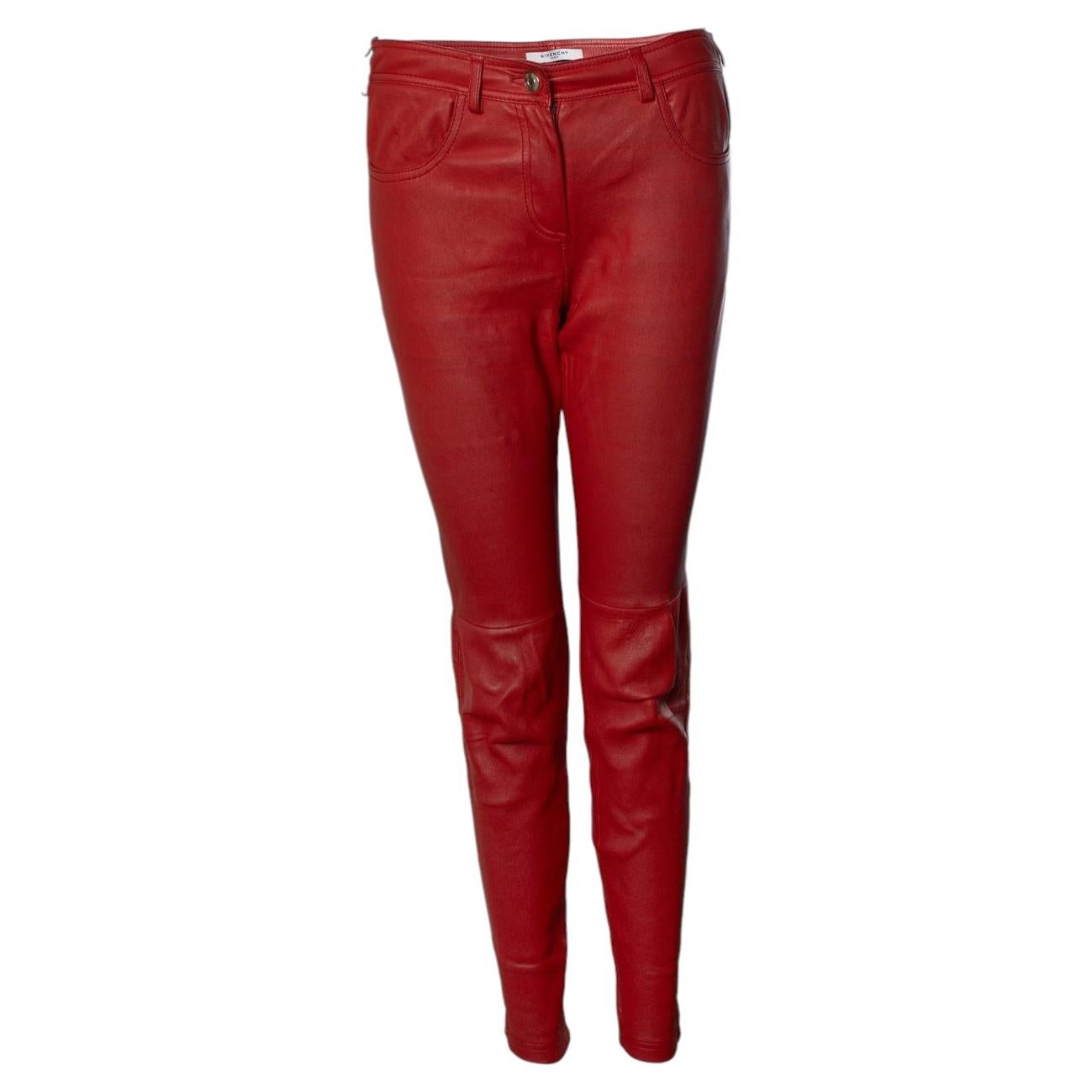 Pre-owned Givenchy , Red Leather Trousers