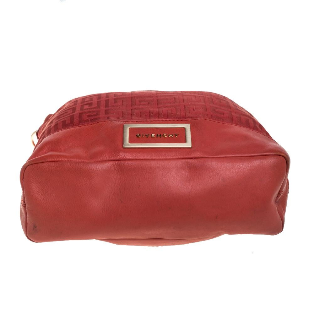 Women's Givenchy Red Monogram Canvas and Leather Hobo