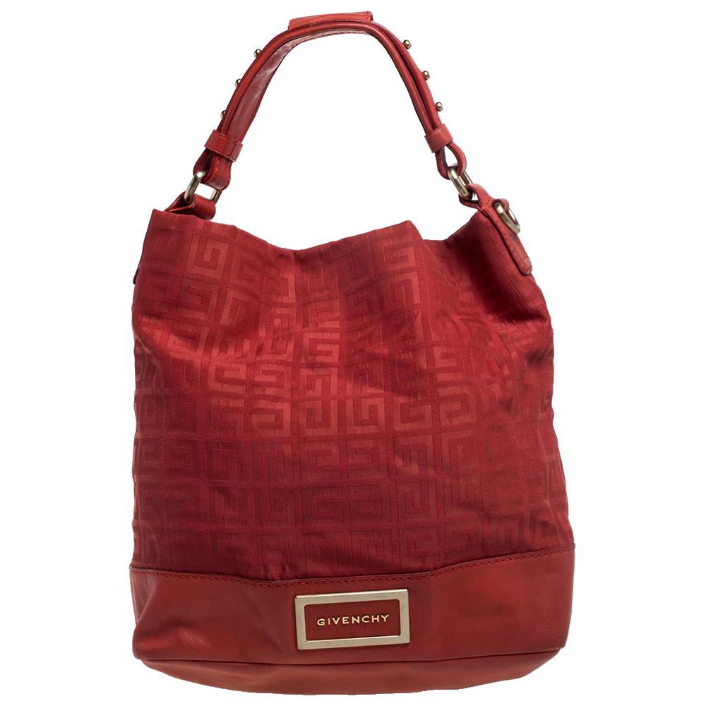 Givenchy Red Monogram Canvas and Leather Hobo