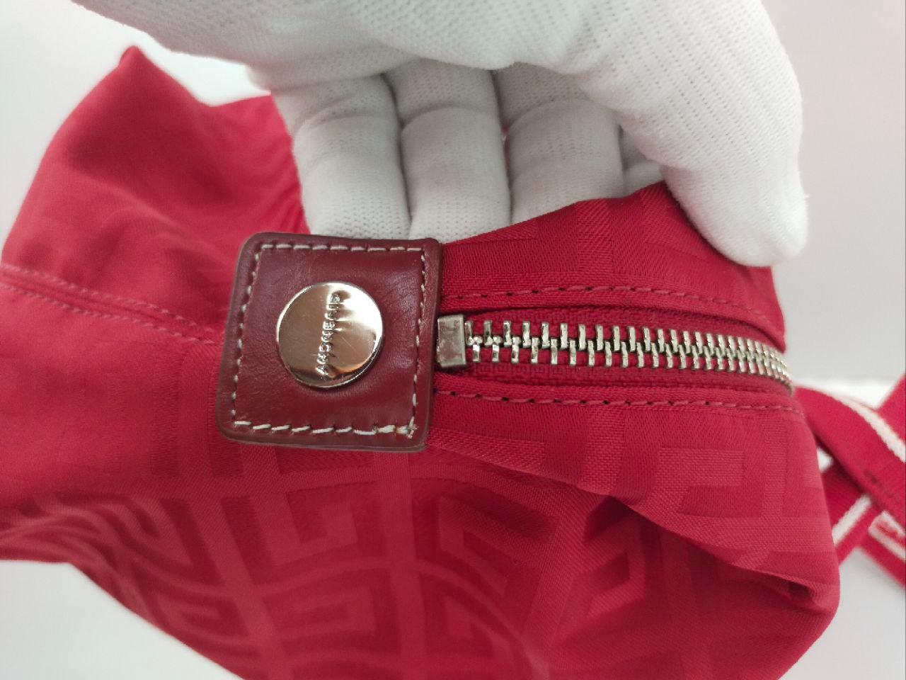 Givenchy RED Monogram Canvas Logo / Leather Hand Bag For Sale 2