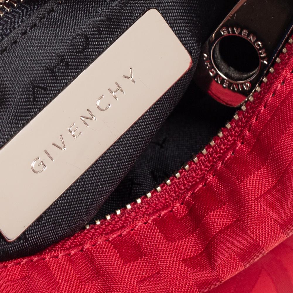 Women's Givenchy Red Monogram Nylon Baguette Bag