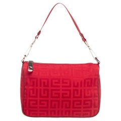 Givenchy Red Monogram Nylon Baguette Bag