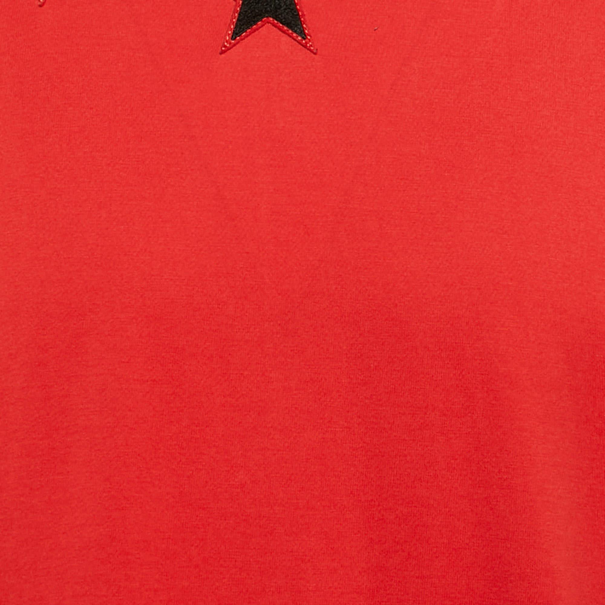 Men's Givenchy Red Printed Cotton Star Applique T-Shirt XXL