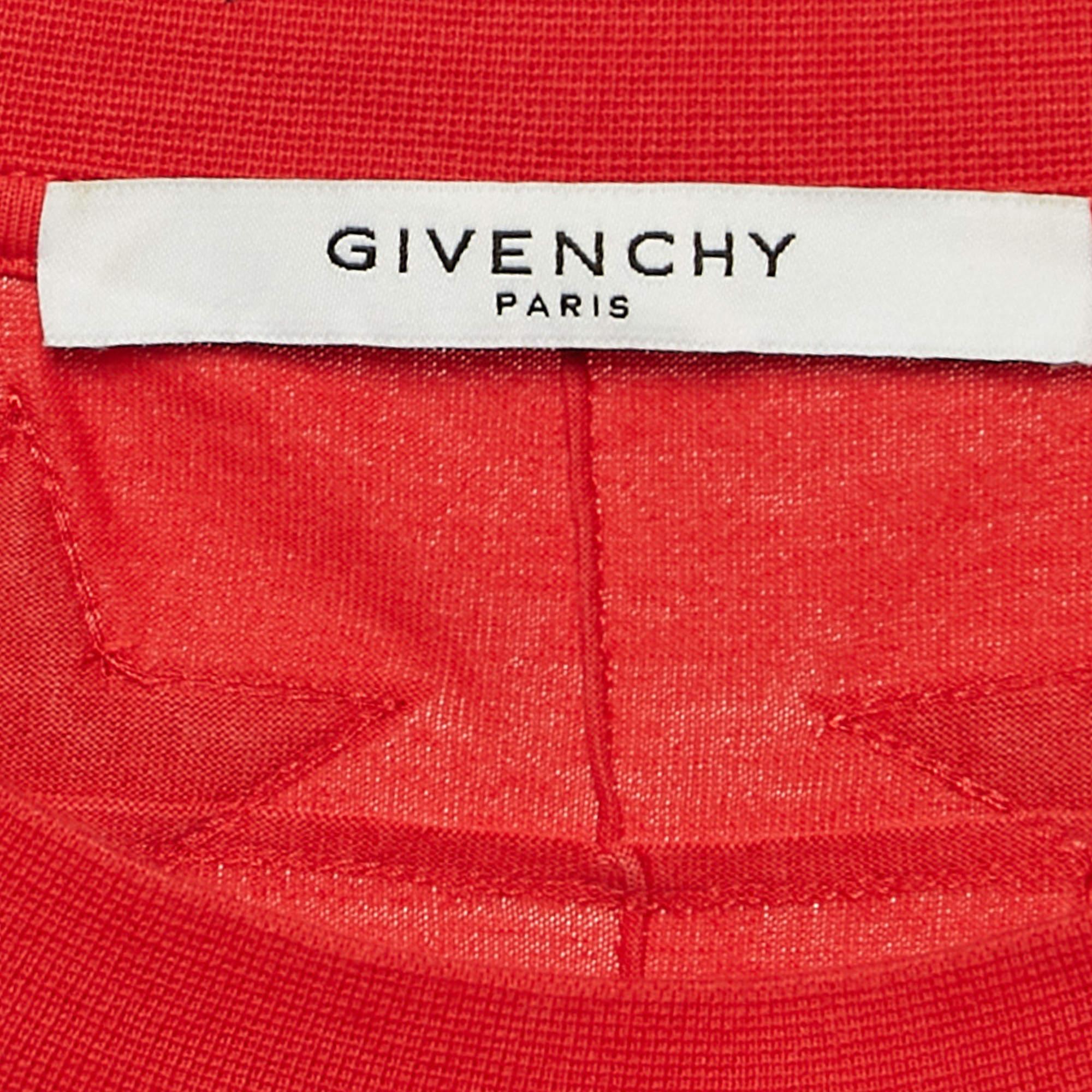 Givenchy Red Printed Cotton Star Applique T-Shirt XXL 1