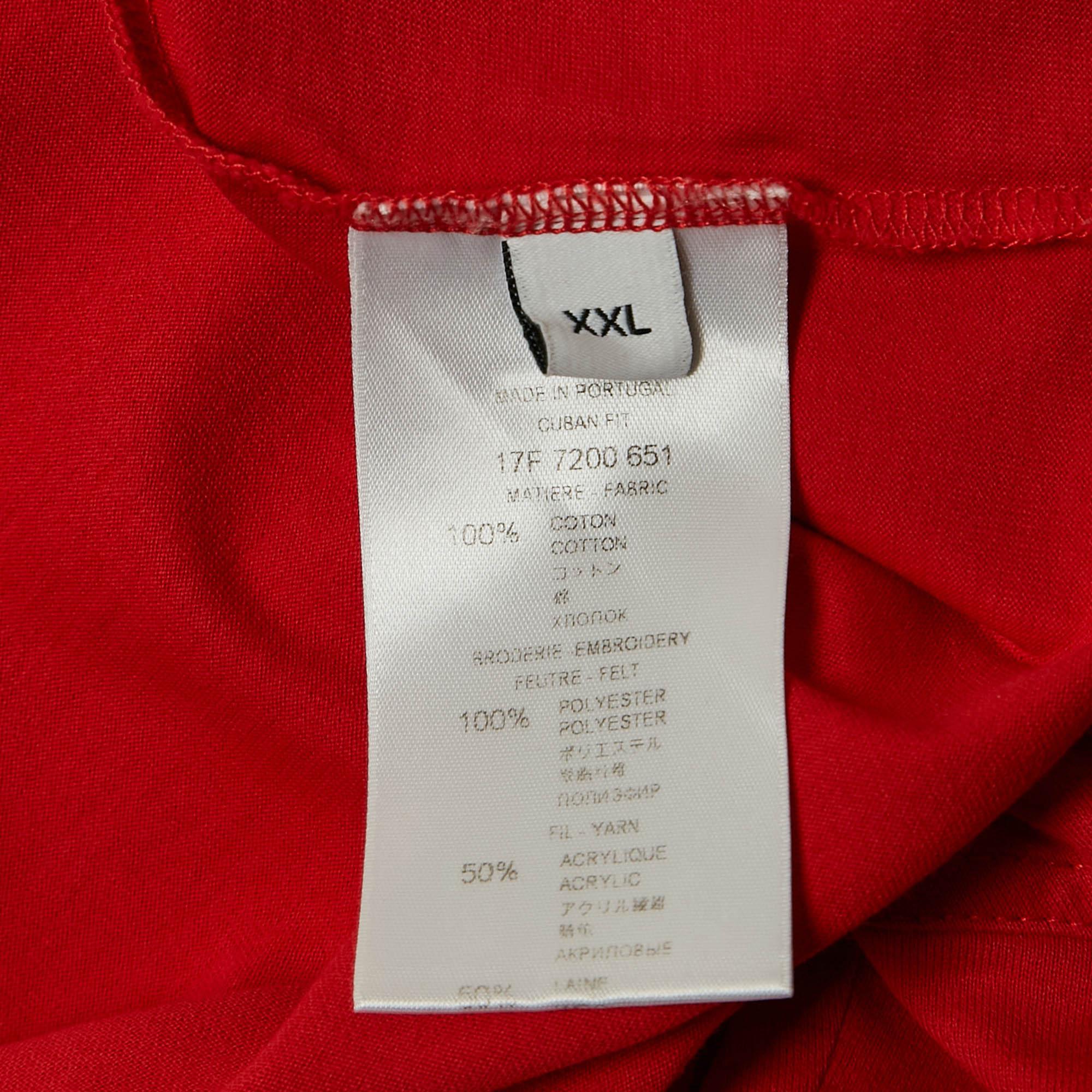 Givenchy Red Printed Cotton Star Applique T-Shirt XXL 2