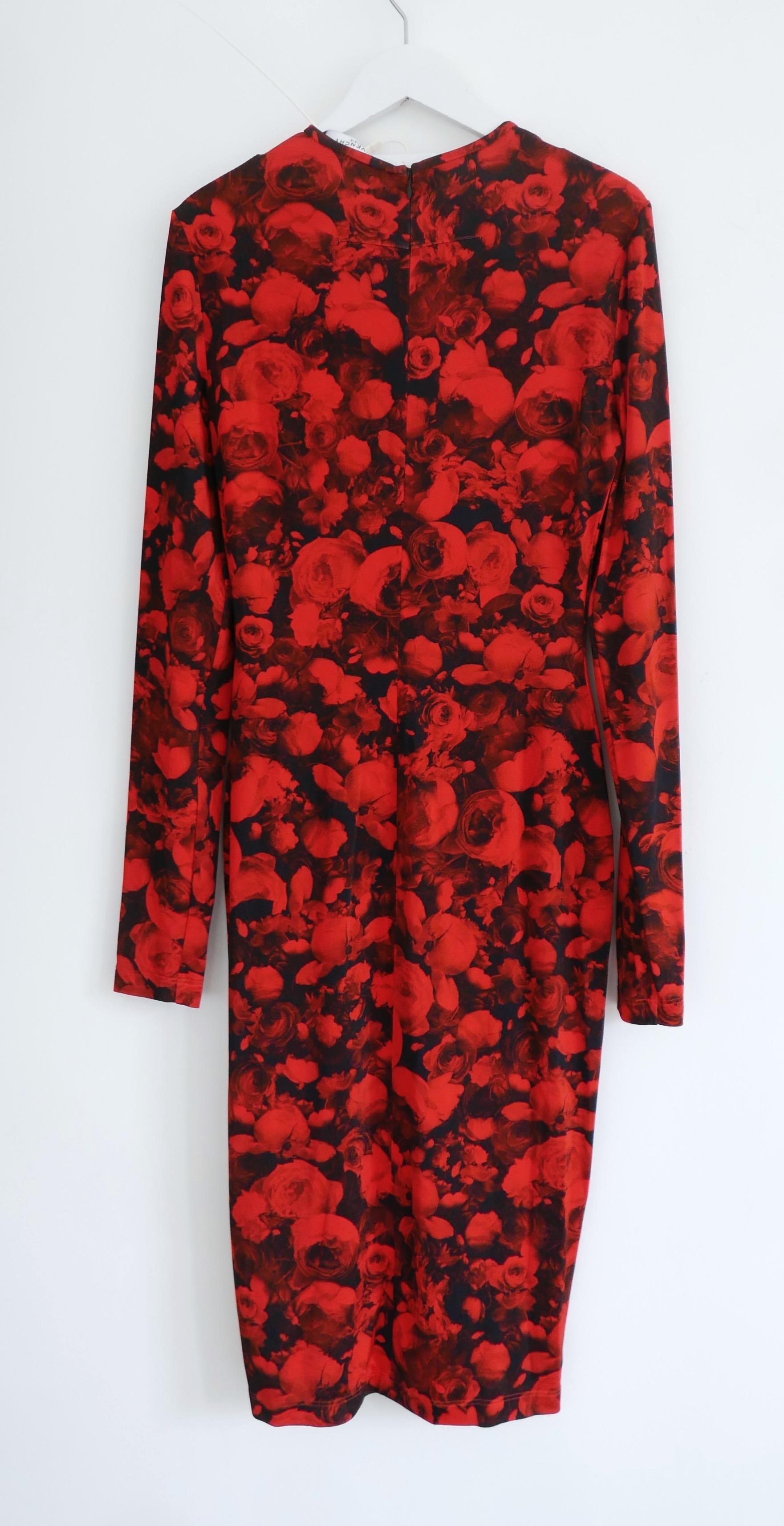 Givenchy Red Rose Print Dress In New Condition For Sale In London, GB