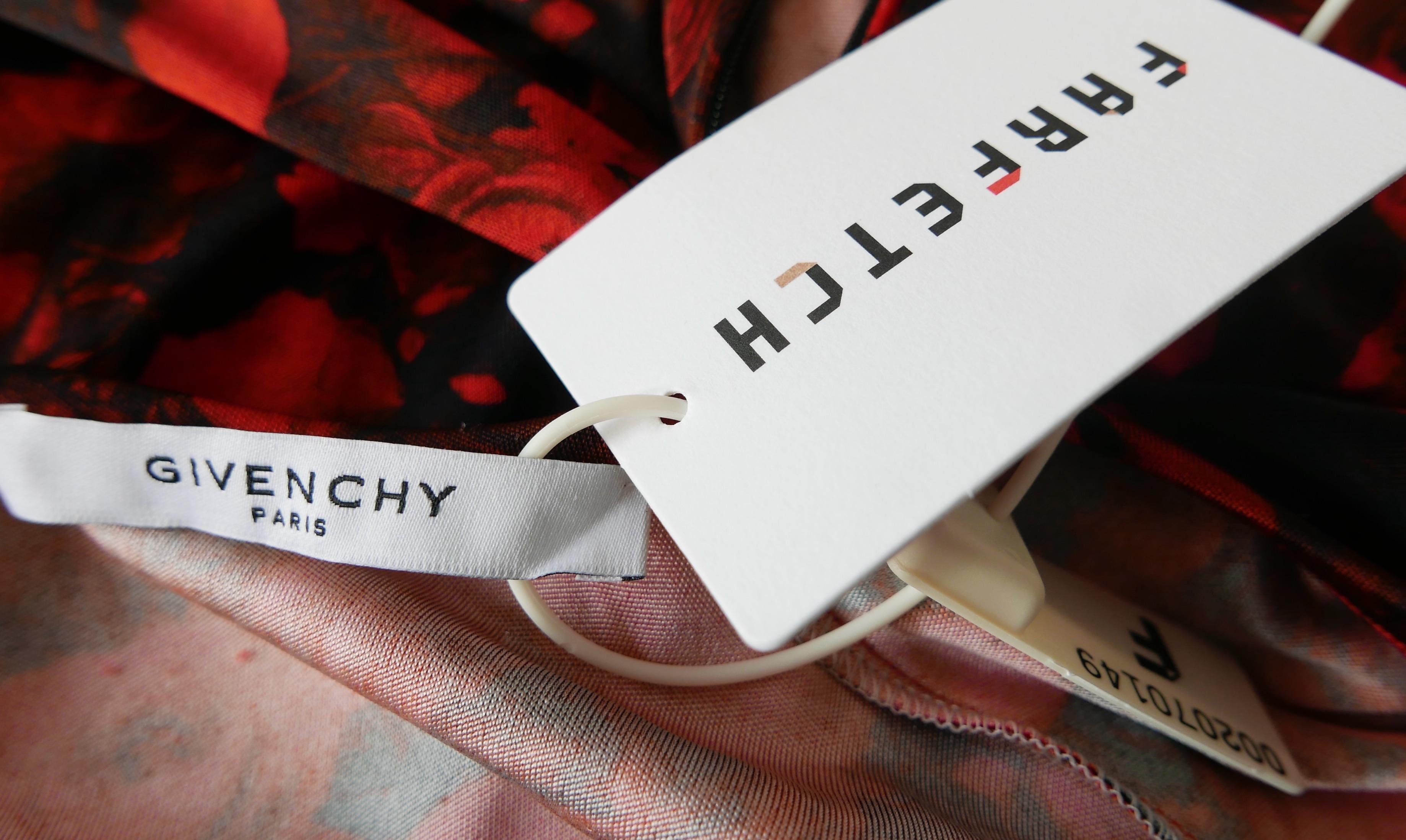 Givenchy Red Rose Print Dress For Sale 1