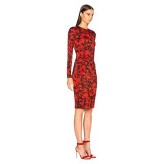 Givenchy Fall 2017 Red Rose Print Dress, Slim Fit, Size UK8