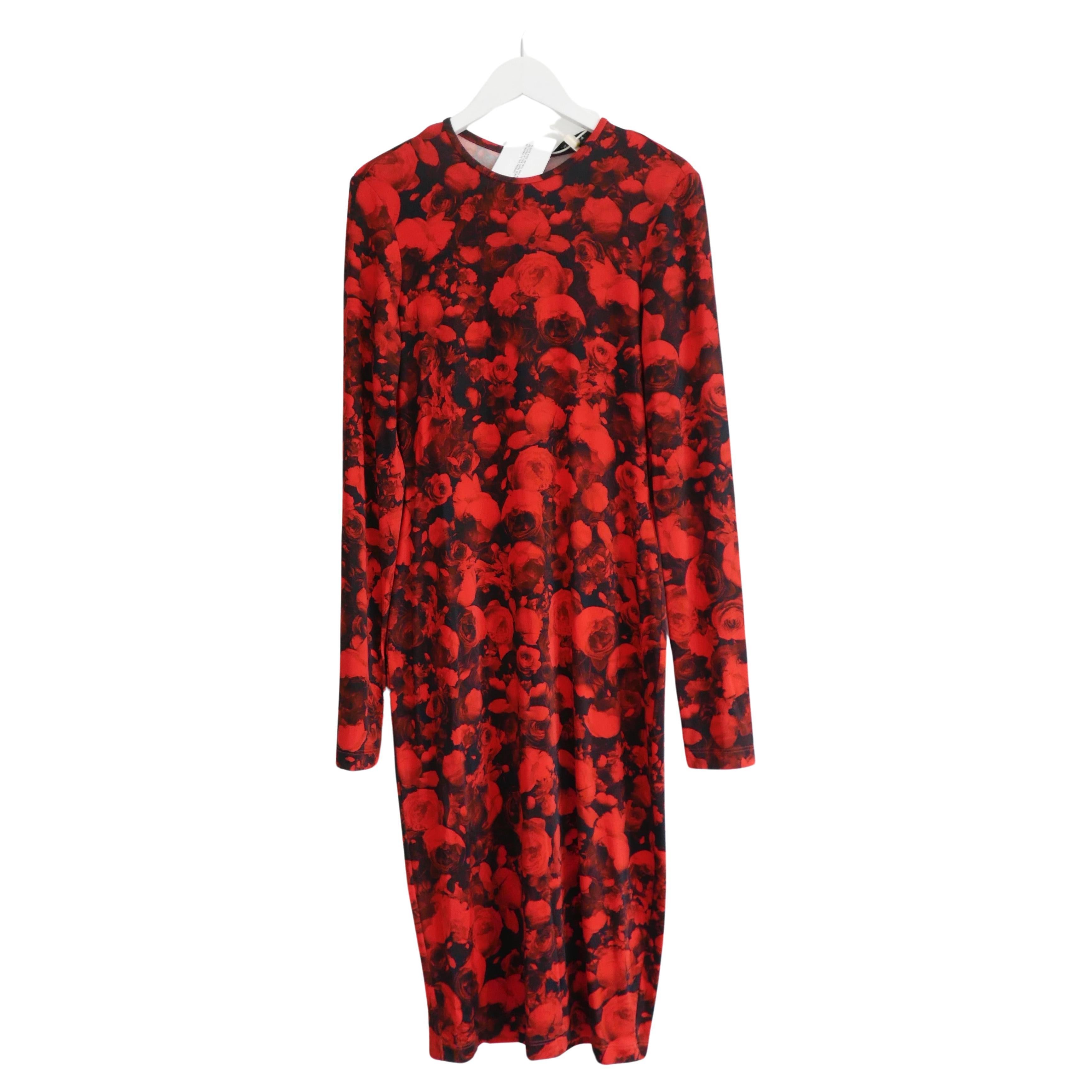 Givenchy Red Rose Print Dress For Sale