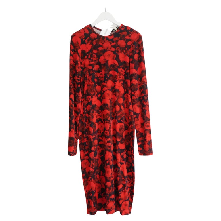 Givenchy Red Rose Print Dress For Sale at 1stDibs