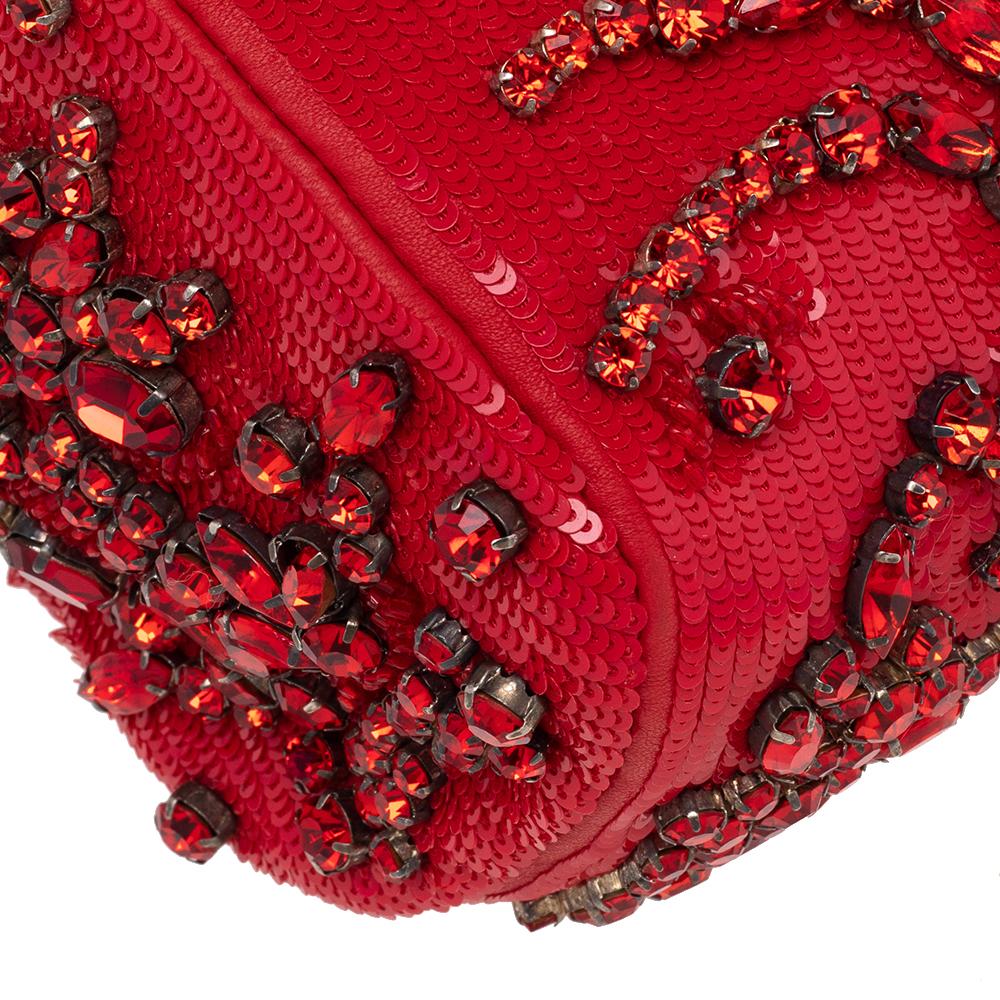 Givenchy Red Sequin Crystal Embellished Top Handle Bag 4