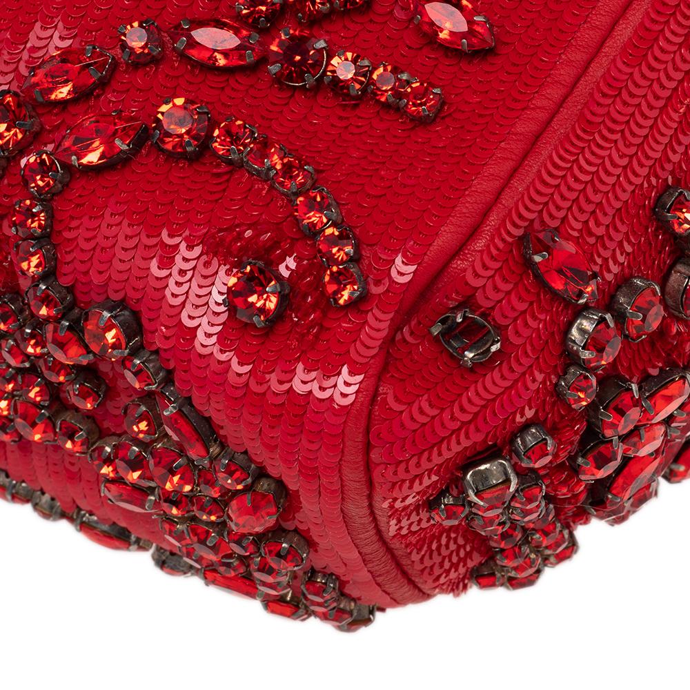 Givenchy Red Sequin Crystal Embellished Top Handle Bag In Good Condition In Dubai, Al Qouz 2