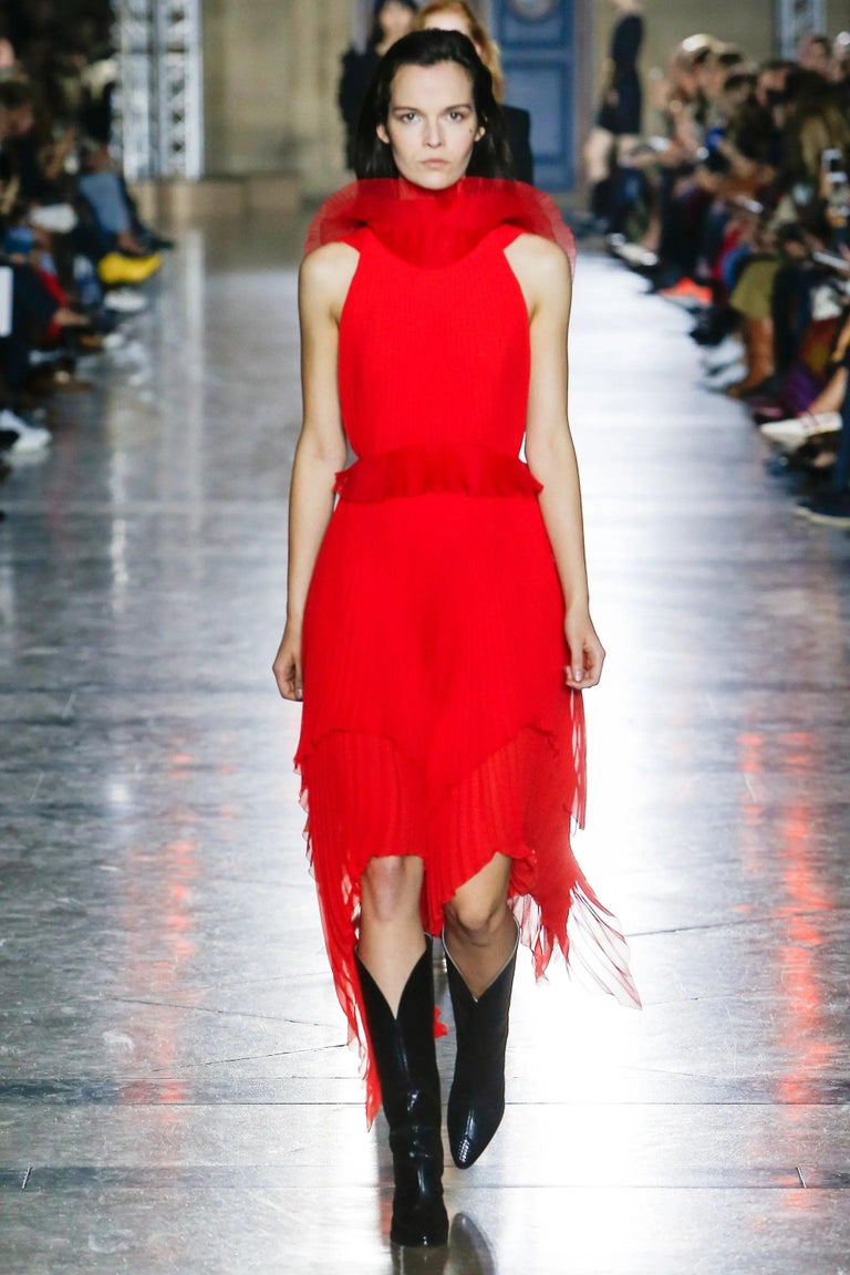 Fashion Givenchy Ruffle Dress GIVENCHY Red Silk 2018 RUFFLE TRIM - Main Image