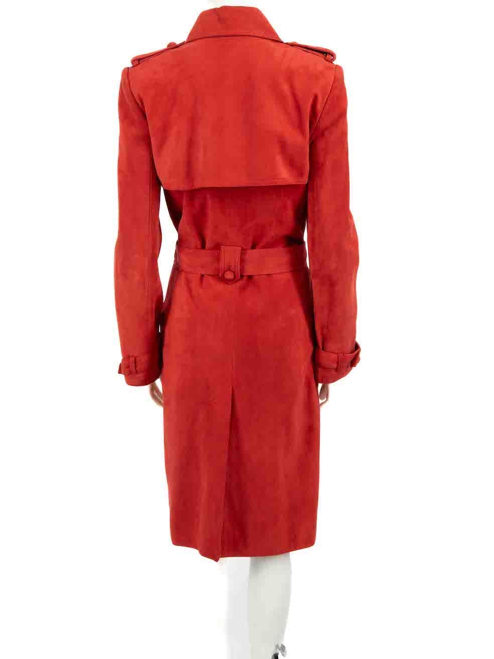 Givenchy Red Suede Double-Breasted Belted Coat Size M In Good Condition For Sale In London, GB