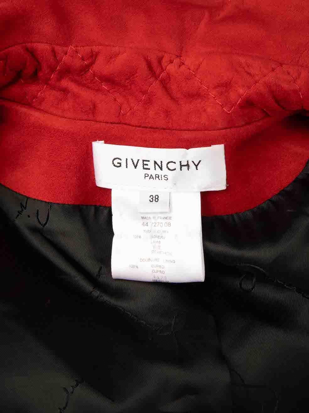 Givenchy Red Suede Double-Breasted Belted Coat Size M For Sale 3