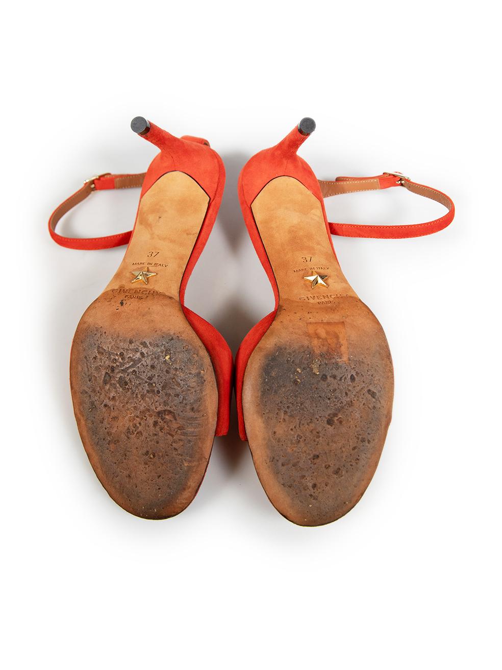 Givenchy - Sandales à bout ouvert en daim rouge, taille IT 37 Bon état - En vente à London, GB