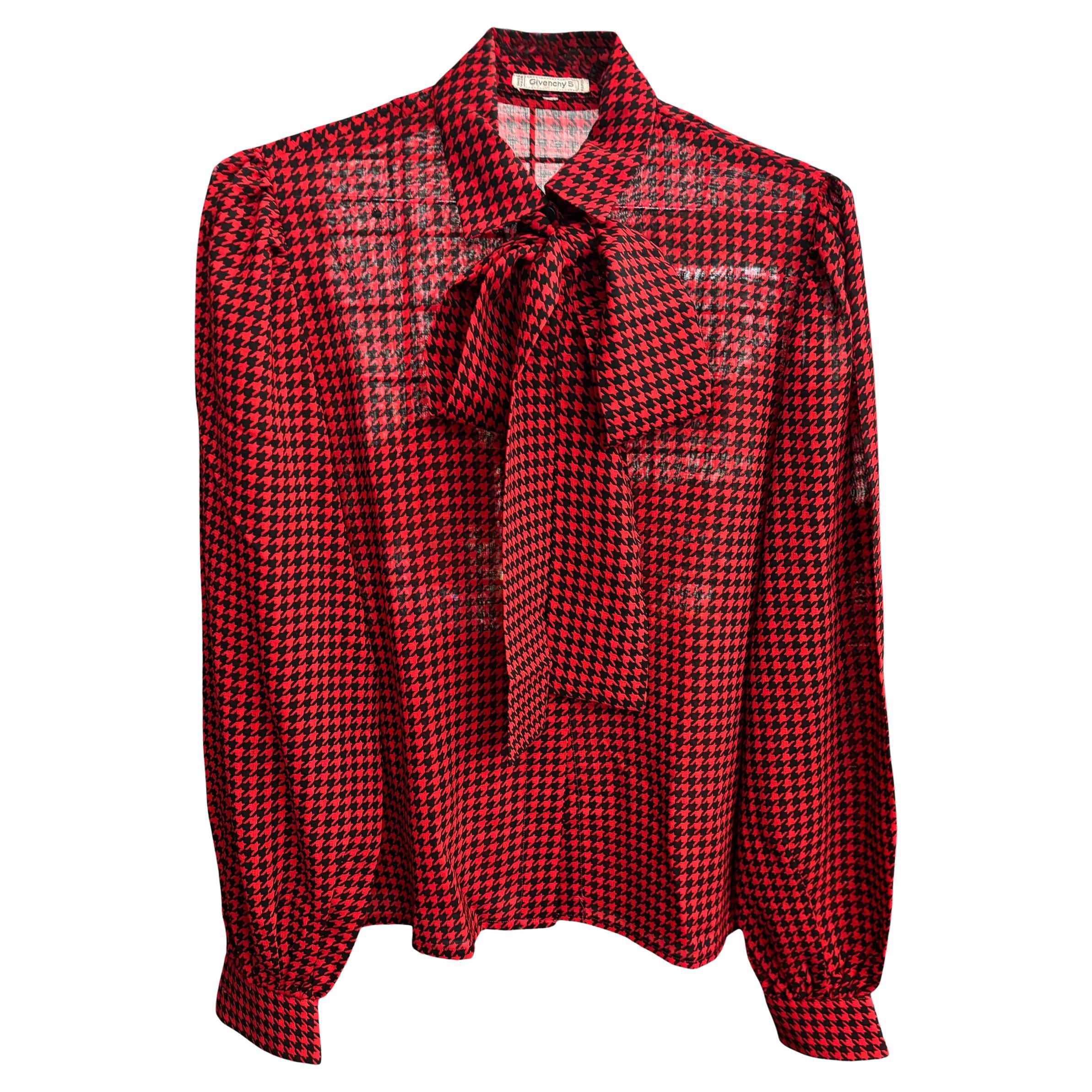 Pre-owned Givenchy Red Wool Houndstooth Checks Shirt