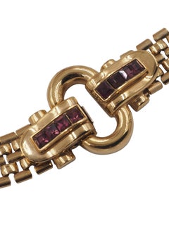 Givenchy Retro Style Gold Necklace W Ruby clasp