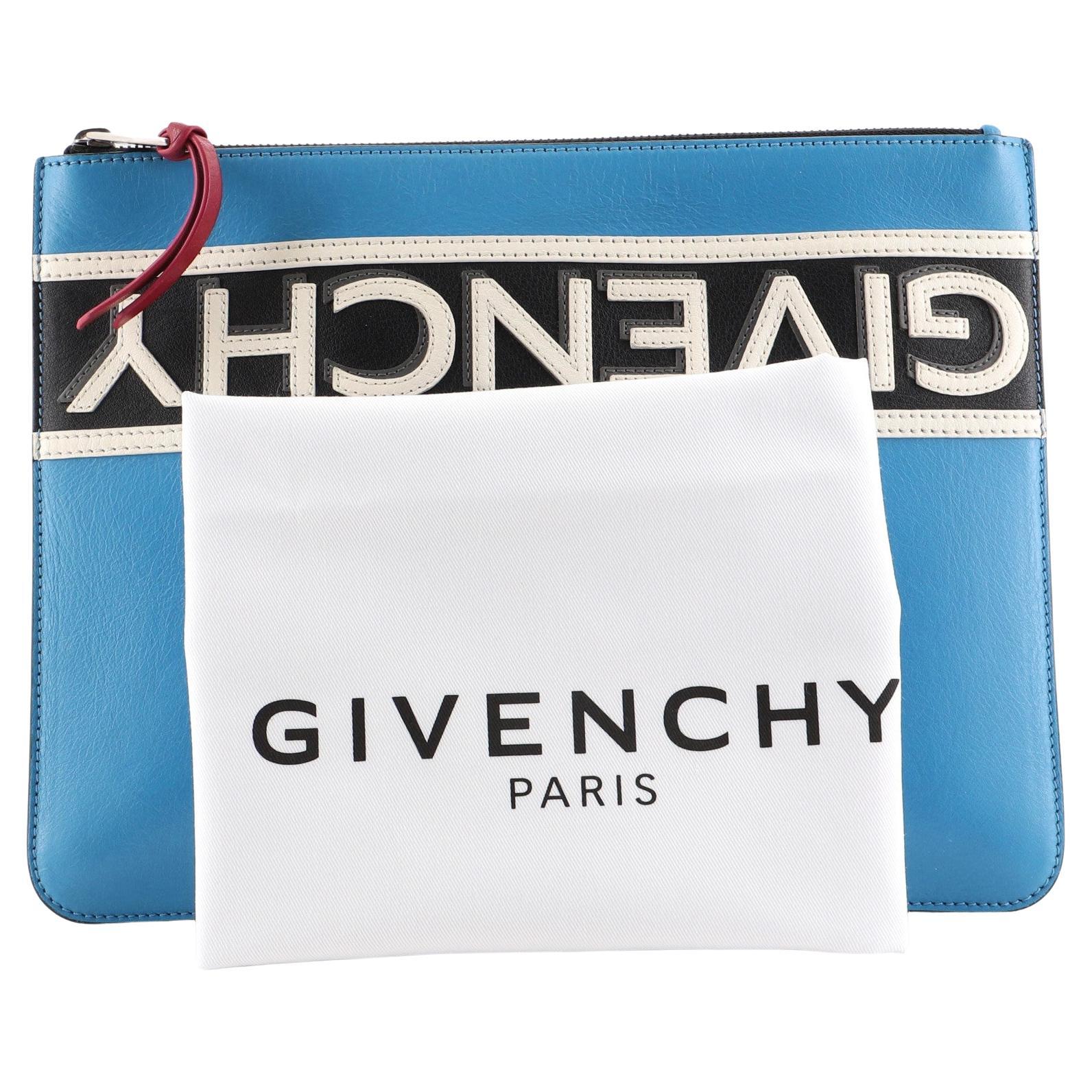 GIVENCHY Brown Leather and Gold Monogram Gathered Canvas Wallet at 1stDibs