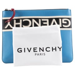 Vintage Givenchy Reverse Logo Zip Pouch Leather Large Blue