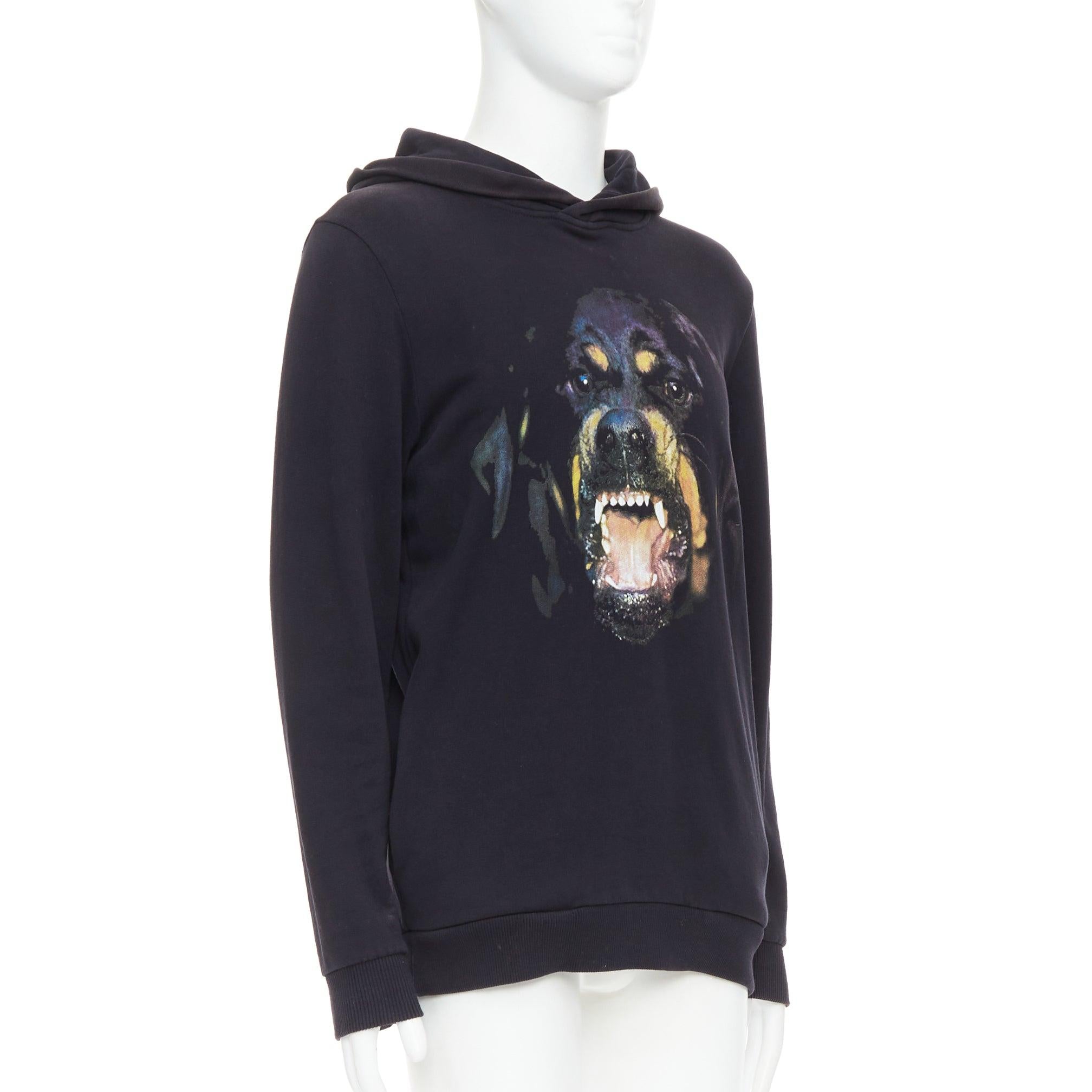 Black GIVENCHY Riccardo Tisci 2012 Rottweiler cotton hoodie sweatshirt XS For Sale