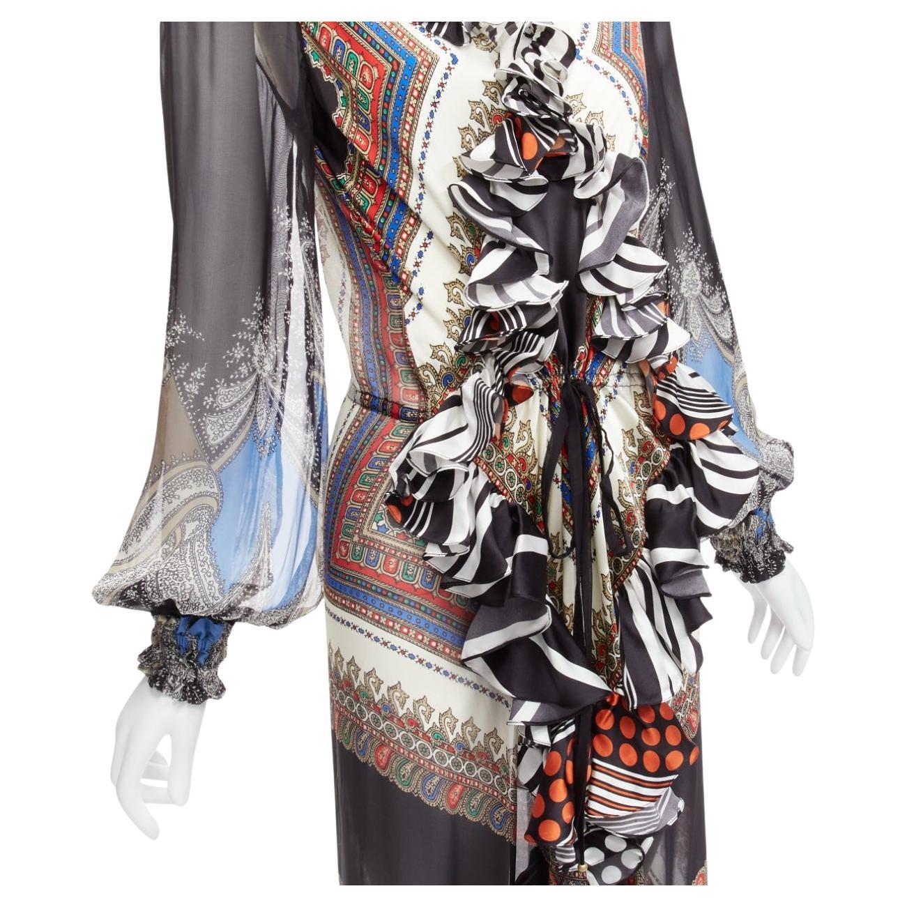 GIVENCHY RICCARDO TISCI 2013 Runway mixed bandana sheer ruffle gown dress FR38 M
Reference: TGAS/D00476
Brand: Givenchy
Designer: Riccardo Tisci
Collection: 2013 - Runway
Material: Silk
Color: Black, Multicolour
Pattern: Striped
Closure: