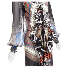 GIVENCHY RICCARDO TISCI 2013 Abito da passerella con volant misti a bandana FR38 M.